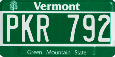 VT license plate PKR792