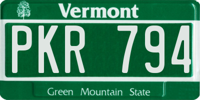 VT license plate PKR794