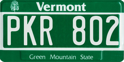 VT license plate PKR802