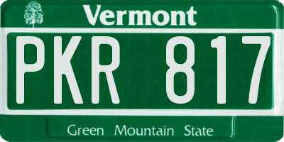 VT license plate PKR817