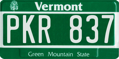 VT license plate PKR837