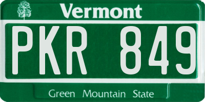 VT license plate PKR849