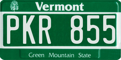 VT license plate PKR855
