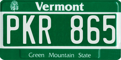 VT license plate PKR865