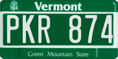 VT license plate PKR874