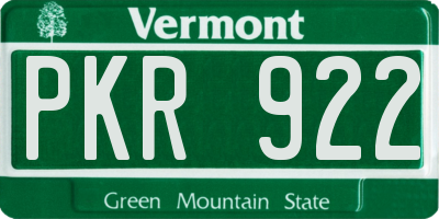 VT license plate PKR922