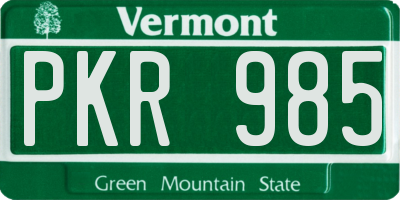 VT license plate PKR985