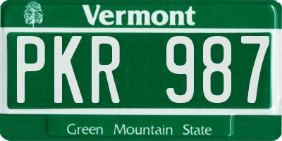 VT license plate PKR987