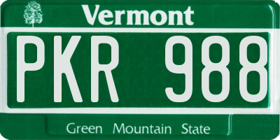 VT license plate PKR988