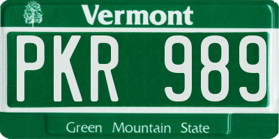 VT license plate PKR989