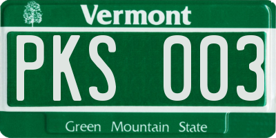 VT license plate PKS003