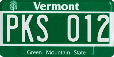 VT license plate PKS012