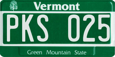 VT license plate PKS025