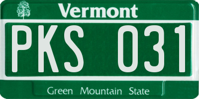 VT license plate PKS031