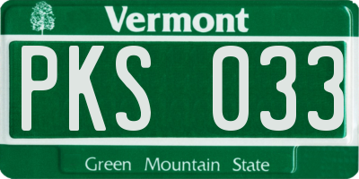 VT license plate PKS033