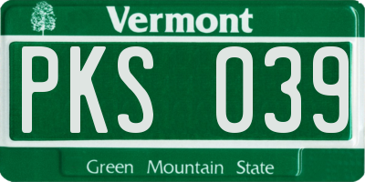 VT license plate PKS039