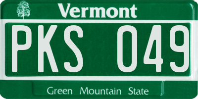 VT license plate PKS049