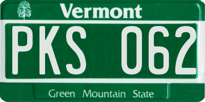 VT license plate PKS062