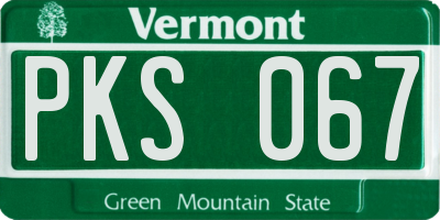 VT license plate PKS067