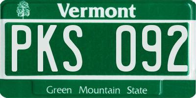 VT license plate PKS092