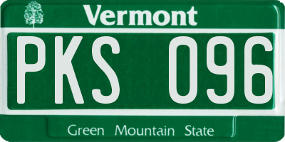 VT license plate PKS096