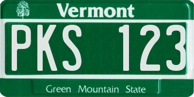VT license plate PKS123