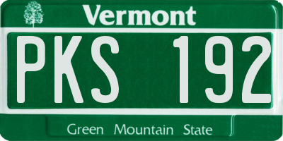 VT license plate PKS192
