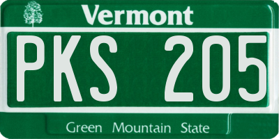 VT license plate PKS205