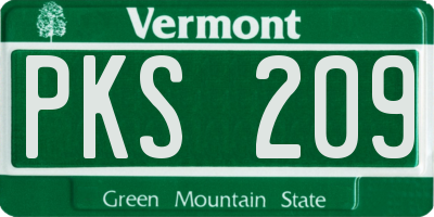 VT license plate PKS209