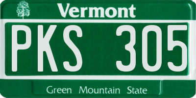 VT license plate PKS305