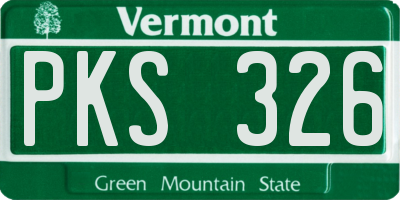 VT license plate PKS326