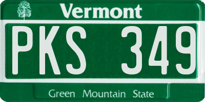 VT license plate PKS349