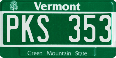 VT license plate PKS353