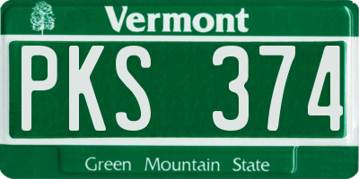 VT license plate PKS374