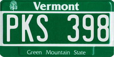 VT license plate PKS398