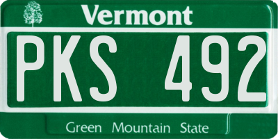 VT license plate PKS492