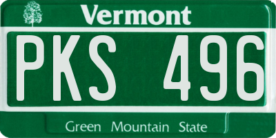 VT license plate PKS496