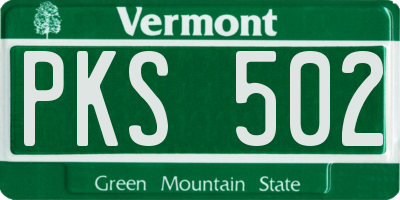 VT license plate PKS502