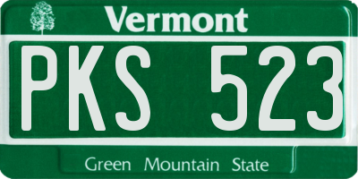 VT license plate PKS523