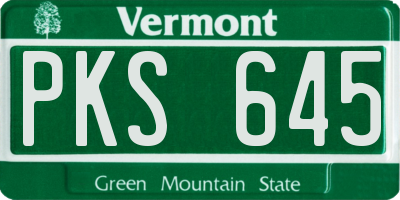 VT license plate PKS645
