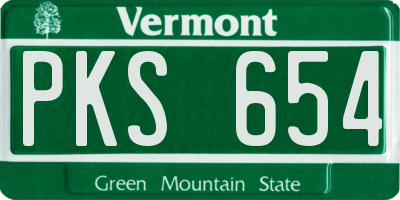 VT license plate PKS654