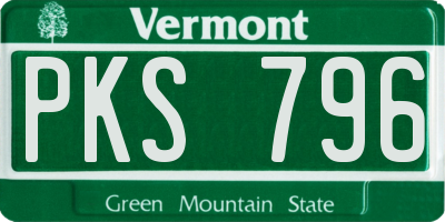 VT license plate PKS796