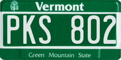 VT license plate PKS802