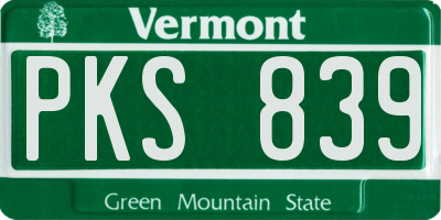 VT license plate PKS839