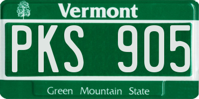 VT license plate PKS905