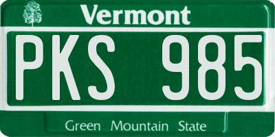 VT license plate PKS985