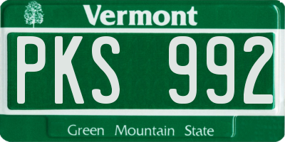 VT license plate PKS992