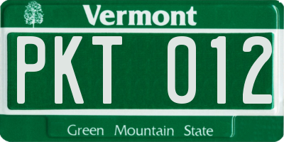 VT license plate PKT012