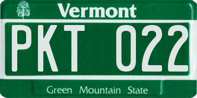 VT license plate PKT022