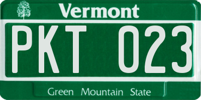 VT license plate PKT023